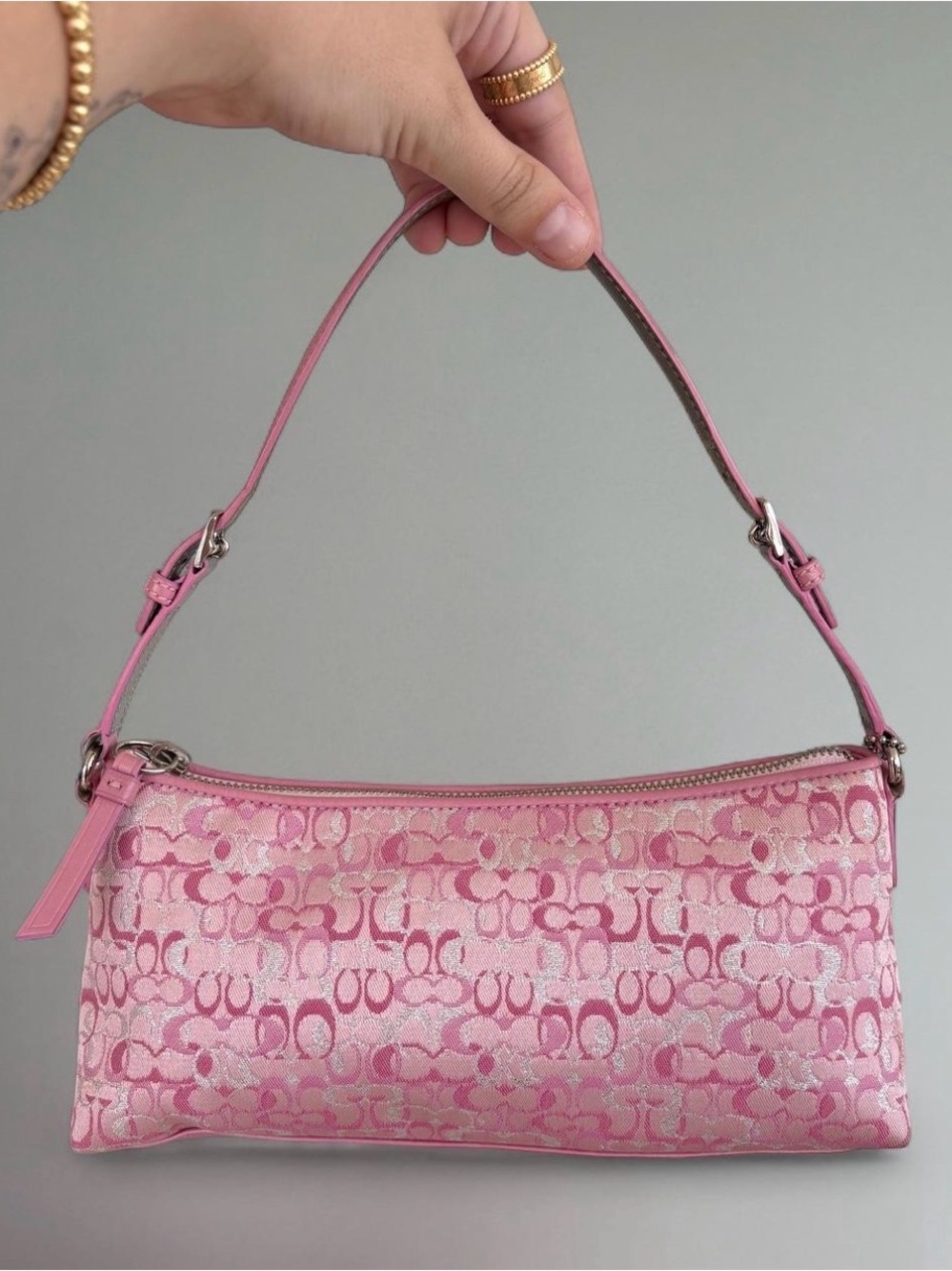 Vintage 2004 Coach Pink Optic Lurex Signature Demi Bag ๐ - Picture 4 of 9